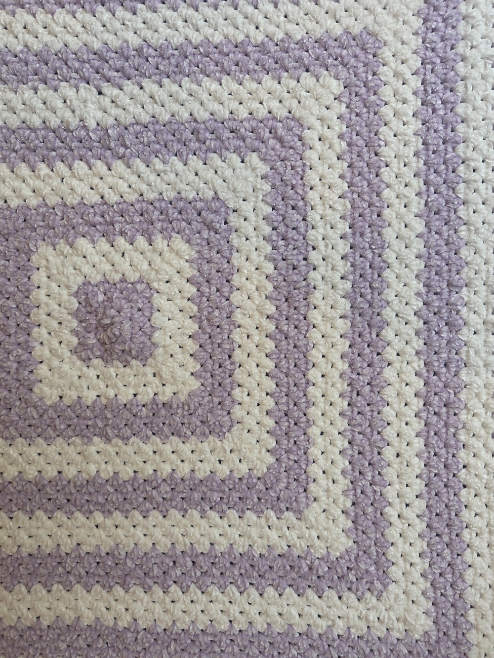 Handmade Lavender and Cream Crochet Quilt - Brand